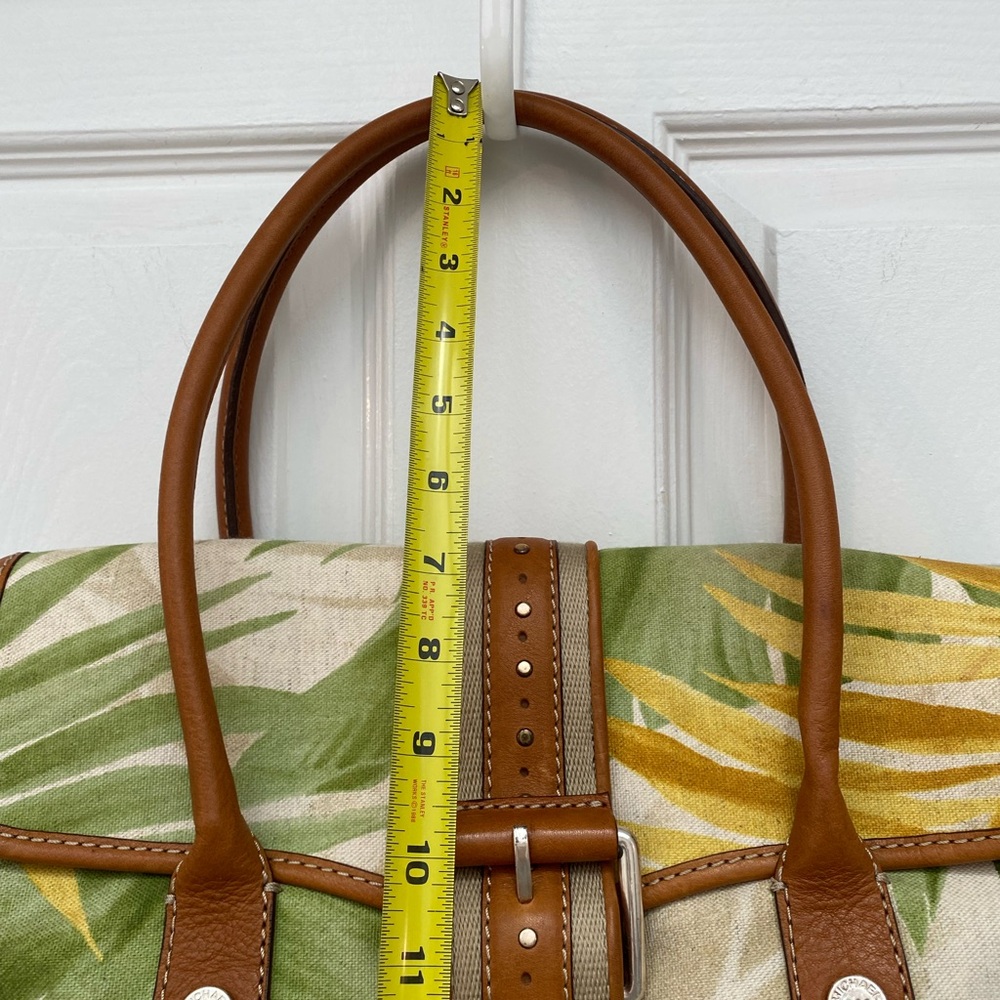 Michael Kors Tropical Leaf Canvas Bag with Leather Trim and Snap Closure - Picture 9 of 15